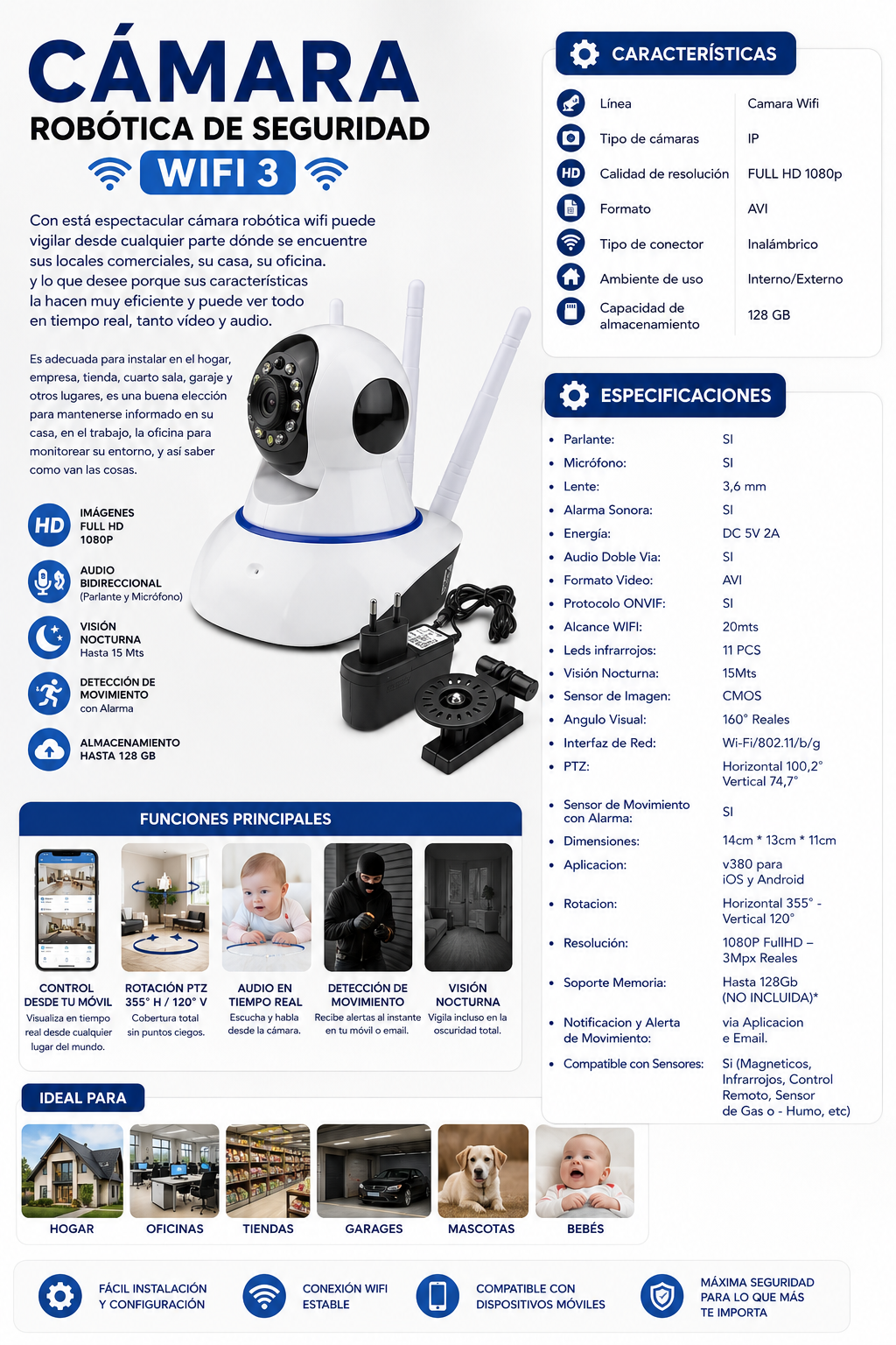 Cámara Robótica De Seguridad Wifi 3