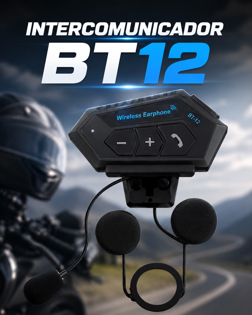 Intercomunicador Bt12 Auriculares Casco
