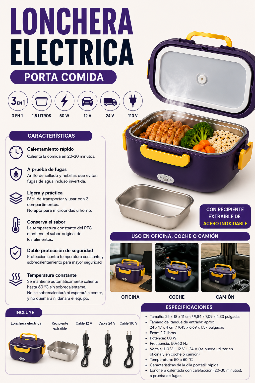 Lonchera Eléctrica Porta Comida