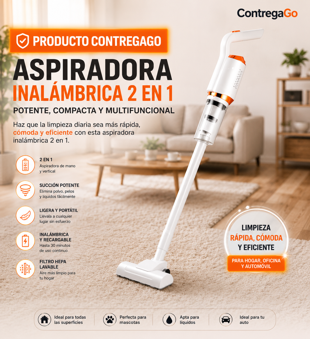 Aspiradora 3 en 1, automática y de mano,